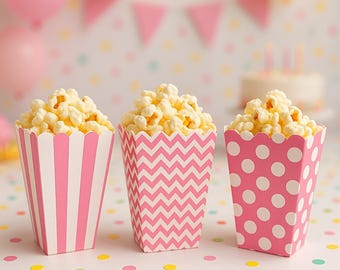 Pink Custom Popcorn Boxes-  LOVE IS POPPIN  Disposable Boxes, Snack Boxes, Custom Popcorn Cart Boxes- Gourmet Party Favor Boxes Label option