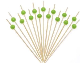 Bamboo Disposable Wooden Skewer, Multiple  Colors Fruit Fork Dessert Pick, Cocktail Skewer, Wood Appetizer Pick
