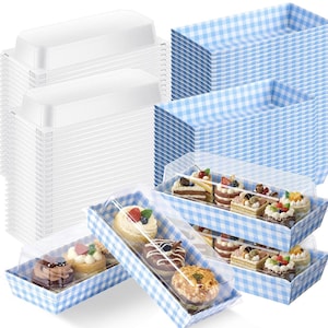 Gingham Charcuterie Boxes with lid-Multi Color Boxes with Clear Lid- Bakery Disposable Boxes, Snack Boxes, Gourmet Party Favor Caterer Box