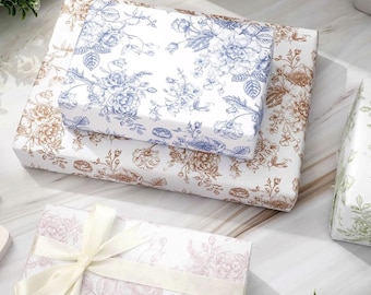 Toile Tissue Paper- Chinoiserie Floral Paper -Summer Party Table Decor- Chinoiserie Floral Paper - French Country Design Wrapping Paper