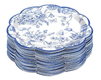 Toile Party Plates- Chinoiserie Party Favors - Fun Party Plates- Party Decor Cocktail Napkins Green/Blue/Pink/Black