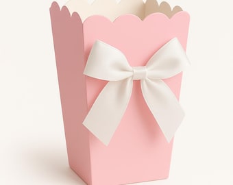 Popcorn Boxes with Bows-  LOVE IS POPPIN  Disposable Boxes, Snack Boxes, Popcorn Cart Boxes- Gourmet Party Favor Boxes Label option