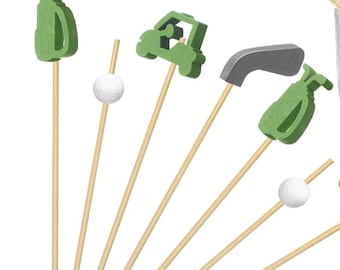 Golf Wooden Skewers, Fruit Fork Dessert Pick, Cocktail Skewer, Wood Appetizer Pick