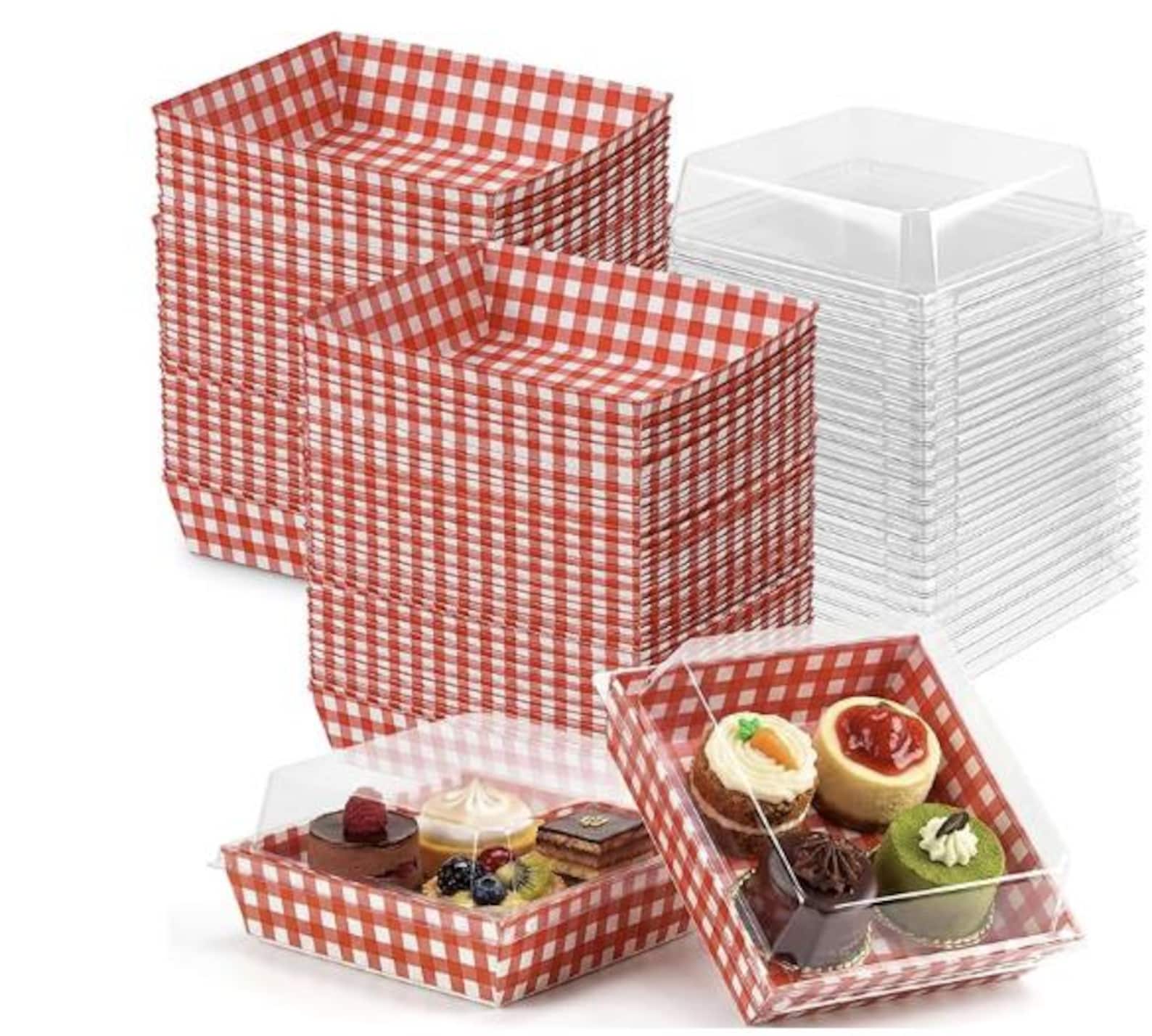 Gingham Charcuterie Boxes With Lid-multi Color Boxes With Clear Lid ...