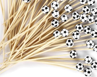Soccer Disposable Wooden Skewer, Fruit Fork Dessert Pick, Cocktail Skewer, Wood Appetizer Pick