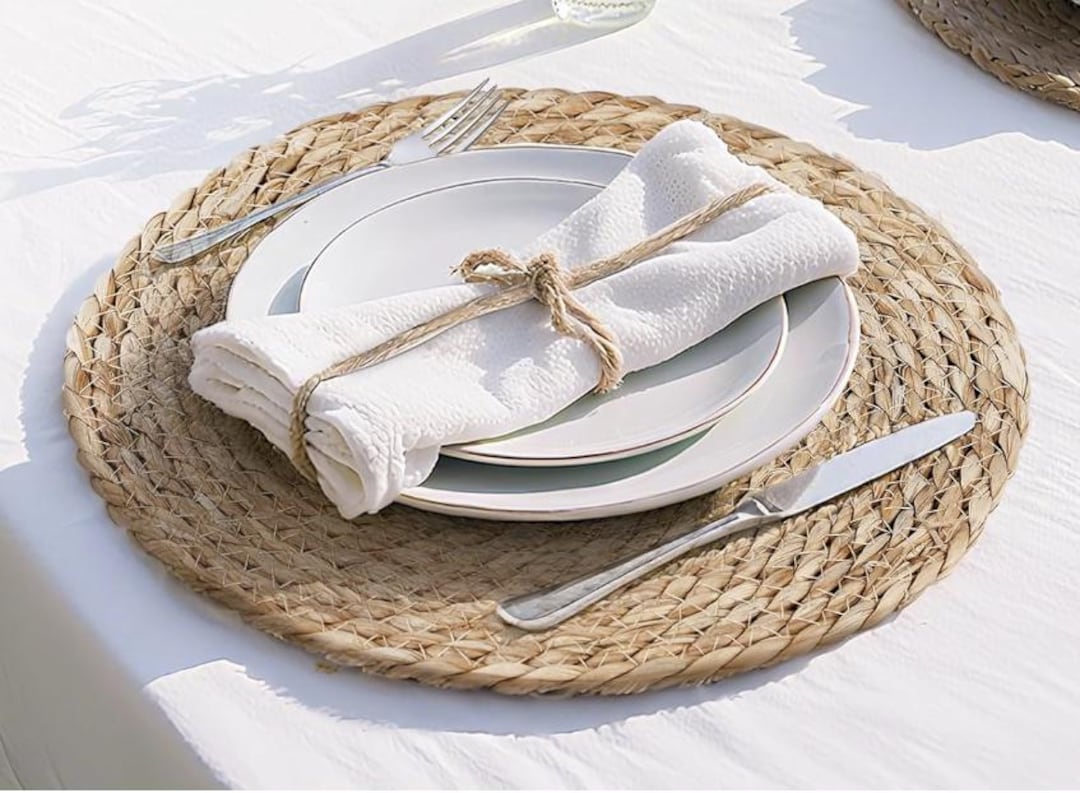 Round Table Using Chargers Genuine Rattan Woven Chargers- Placemats - 13-inch Round Weave Design ...