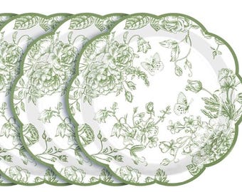 Toile Dinner Party Plates- Chinoiserie Party Favors -9inch Fun Party Plates- Party Decor Cocktail Napkins Green/Blue/Pink/Black