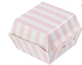 Burger Gift Boxes- Striped Designed Boxes- Disposable Boxes, Snack Boxes, Charcuterie Boxes- Gourmet Party Favor -Box 2 sizes