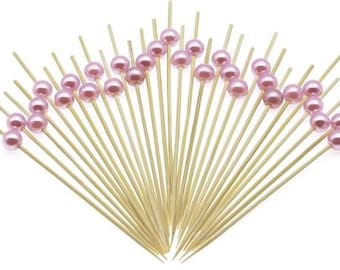Bamboo Disposable Wooden Skewer, Multiple  Colors Fruit Fork Dessert Pick, Cocktail Skewer, Wood Appetizer Pick