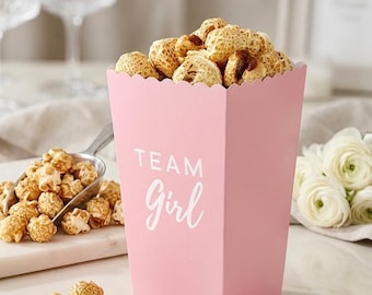 Gender Reveal Popcorn Boxes- Baby Shower Team Boy - Team Girl  Disposable Boxes, Snack Boxes, Popcorn Cart Boxes- Gourmet Party Favor Boxes