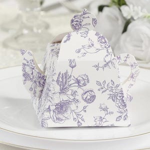Toile Teapot Boxes-  Tea Pot Party Favors Disposable Boxes, Charcuterie Snack Boxes, Gourmet Party Favor Boxes