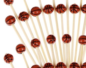Basketball Disposable Wooden Skewer, Fruit Fork Dessert Pick, Cocktail Skewer, Wood Appetizer Pick