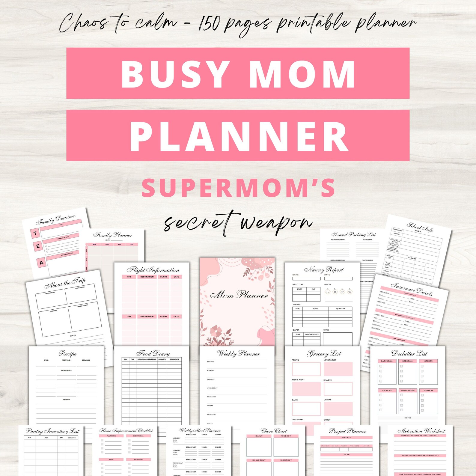 Busy Mom Planner, Household Binder, ADHD Mom Planner, Home Management ...