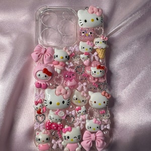 Cute Pink Custom Freestyle Handmade Decoden Personalized Kawaii Kitty Junk Phone Case