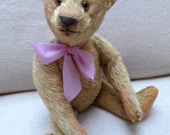 alter Steiff Teddy Bär, blond aus den 20er Jahren mit Knopf, 30 cm - antik