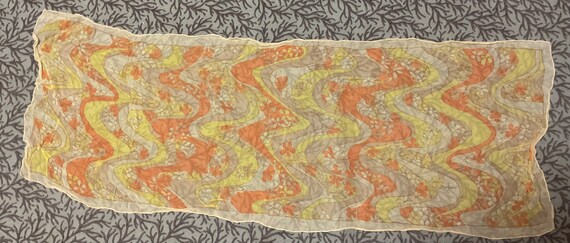 VTG Sixties PSYCHEDELIC Rectangular Chiffon Scarf… - image 1