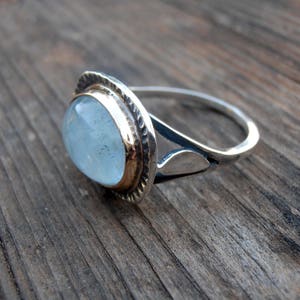 Aquamarine Ring, Silver & 14k Gold Ring, Blue Stone, Israeli Jewelry, Blue Gemstone Ring, Statement Ring, Free Shipping image 4