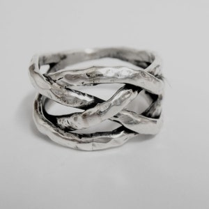 Braided Sterling Silver Celtic Knot Ring, Unisex Wedding Band