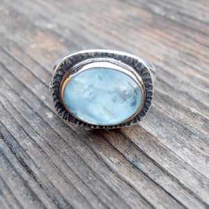 Aquamarine Ring, Silver & 14k Gold Ring, Blue Stone, Israeli Jewelry, Blue Gemstone Ring, Statement Ring, Free Shipping image 2