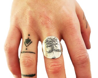 Sterling Silver Tree of Life Ring, Spiritual Israeli Jewelry