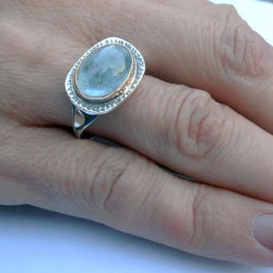 Aquamarine Ring, Silver & 14k Gold Ring, Blue Stone, Israeli Jewelry, Blue Gemstone Ring, Statement Ring, Free Shipping image 6