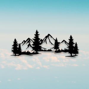 Nature Scene Laser Cut Dxf Svg Pdf Files | Mountain Forest View Digital Files | Glowforge Files | Engraving Decal | Digital Instant Download