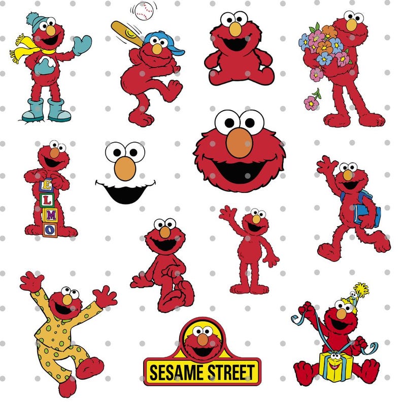 Elmo Svg Clipart,sesame Street Digital for Birthday Cricut, Mega Bundle