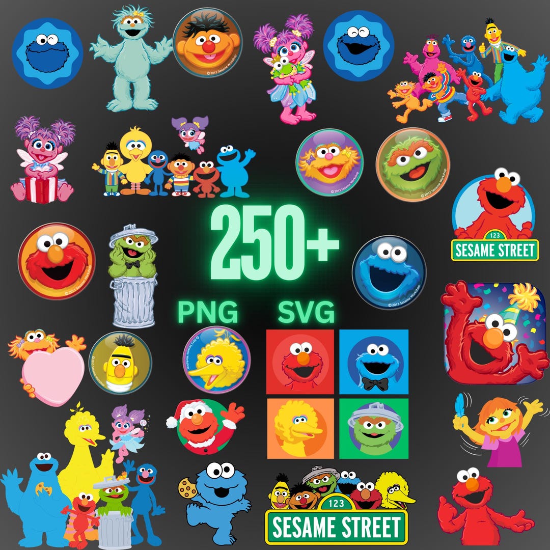 Elmo Svg Clipart,sesame Street Digital for Birthday Cricut, Mega Bundle