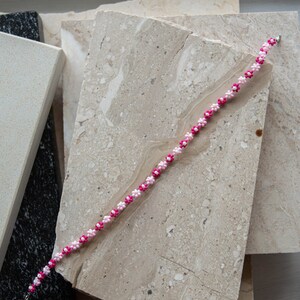 Pink Flower Bead Anklet | Daisy Ankle Bracelet | Pastel Colors Anklet ...