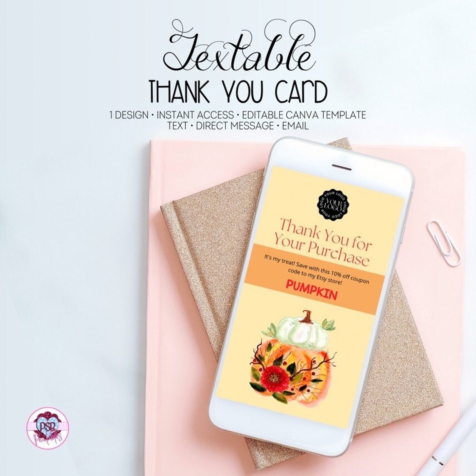 Electronic Thank You Cards With Customizable Text and Coupon Code Canva