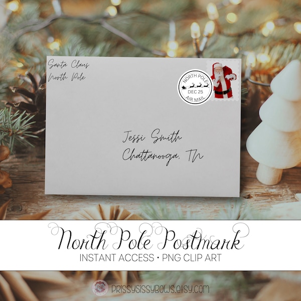 North Pole Postmark for Letters from Santa, Instant Digital Download