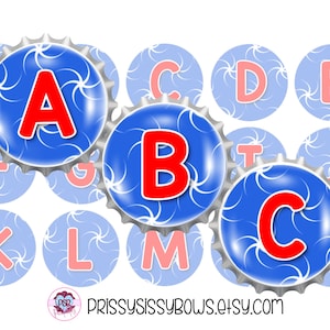 4th of July 1 inch Alphabet Bottle Cap Image & Craft Supply for Hair Bow, Magnet, and Badge Reel for Printable DIY| Independence Day| 0157