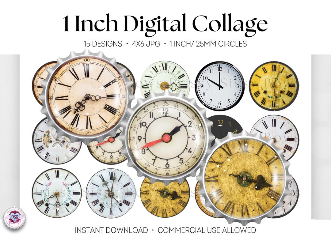 Old Clocks One Inch Bottle Cap Images, Antique Time Piece Digital ...