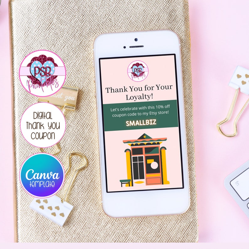 Electronic Thank You Cards With Customizable Text and Coupon Etsy