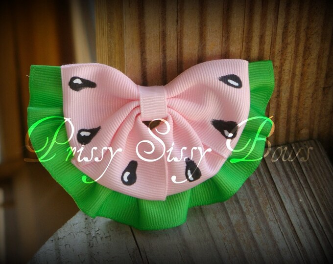 Watermelon Hair Bow Ribbon Sculpture Pink Watermelon Ribbon Etsy
