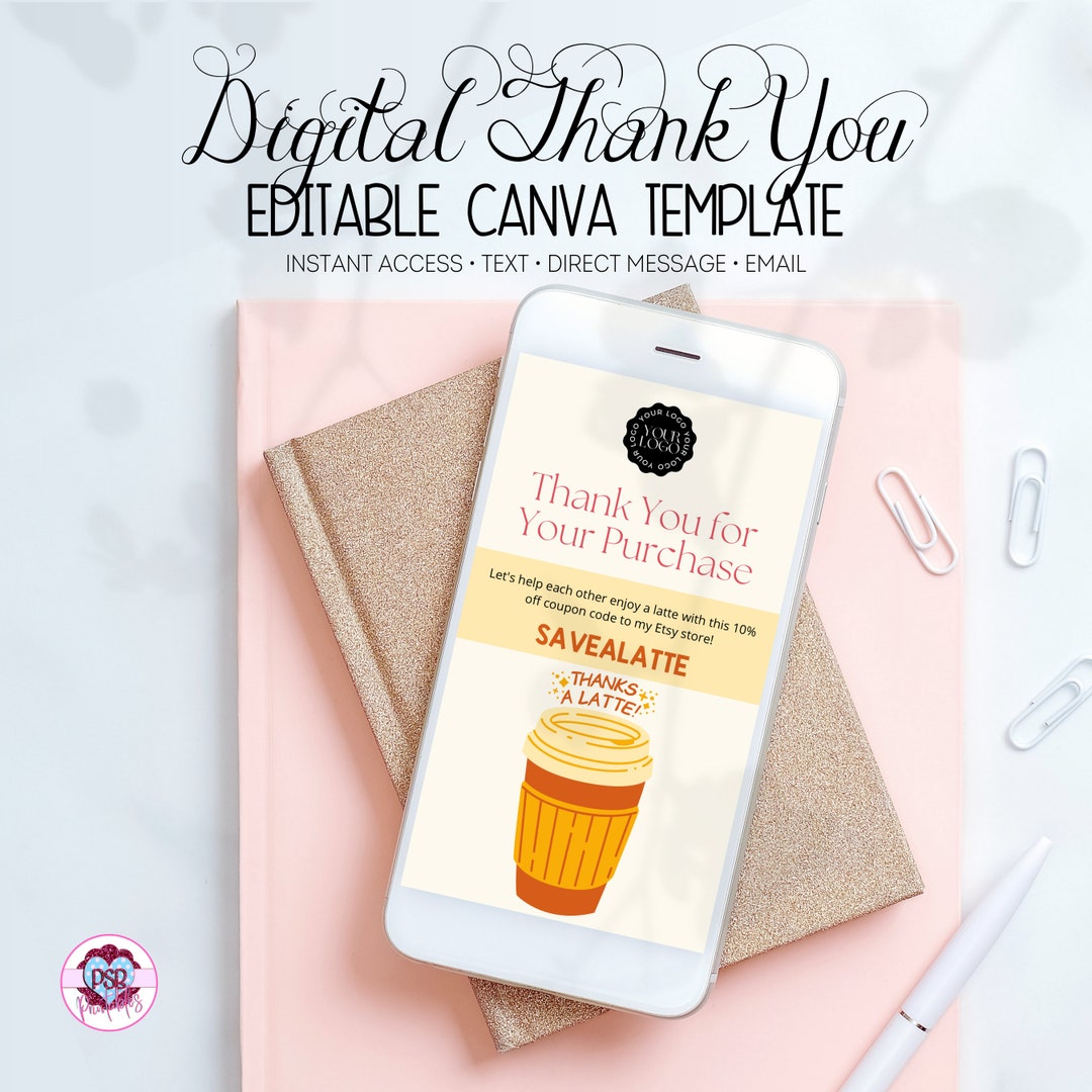 Electronic Thank You Cards With Customizable Text and Coupon Etsy