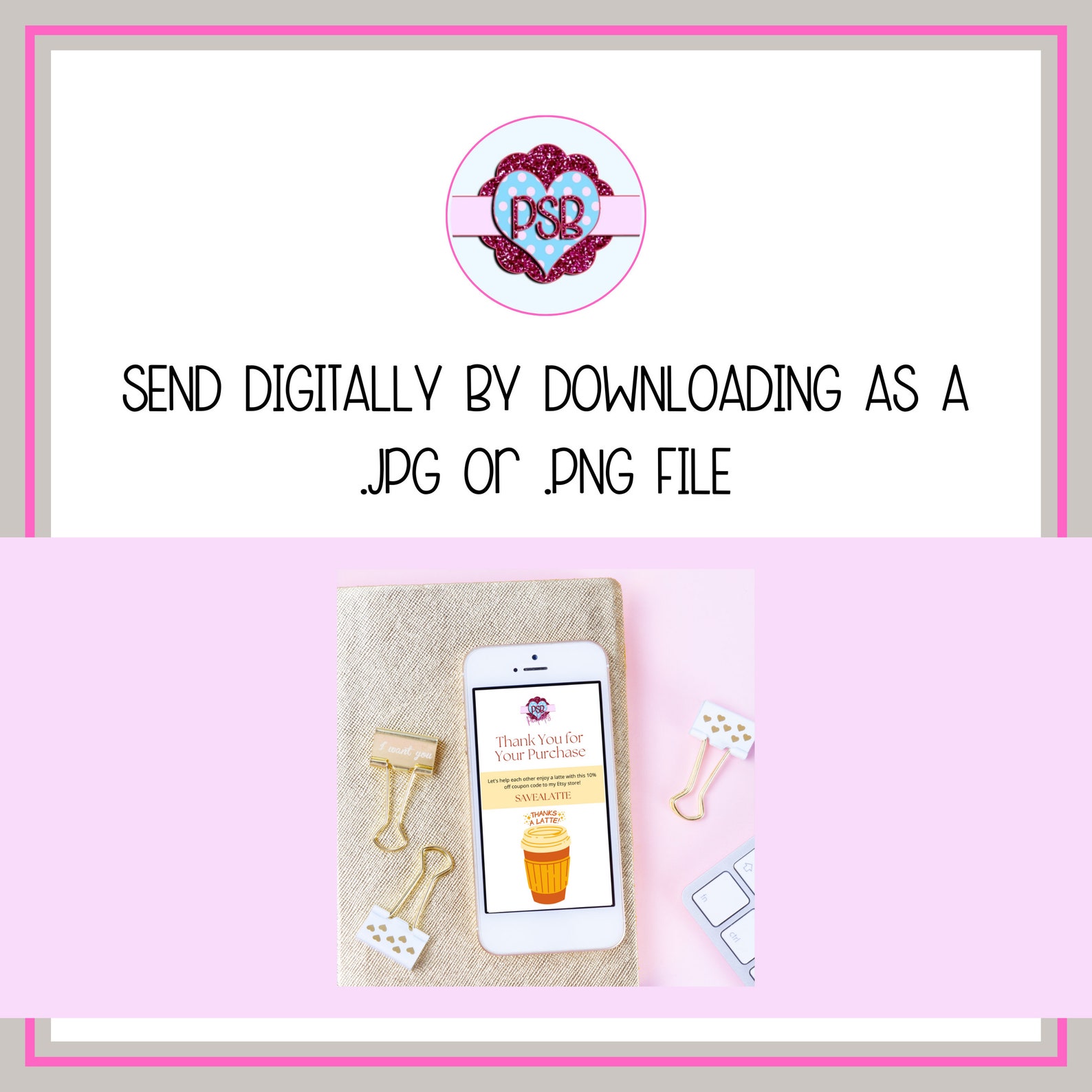 Electronic Thank You Cards With Customizable Text and Coupon Etsy