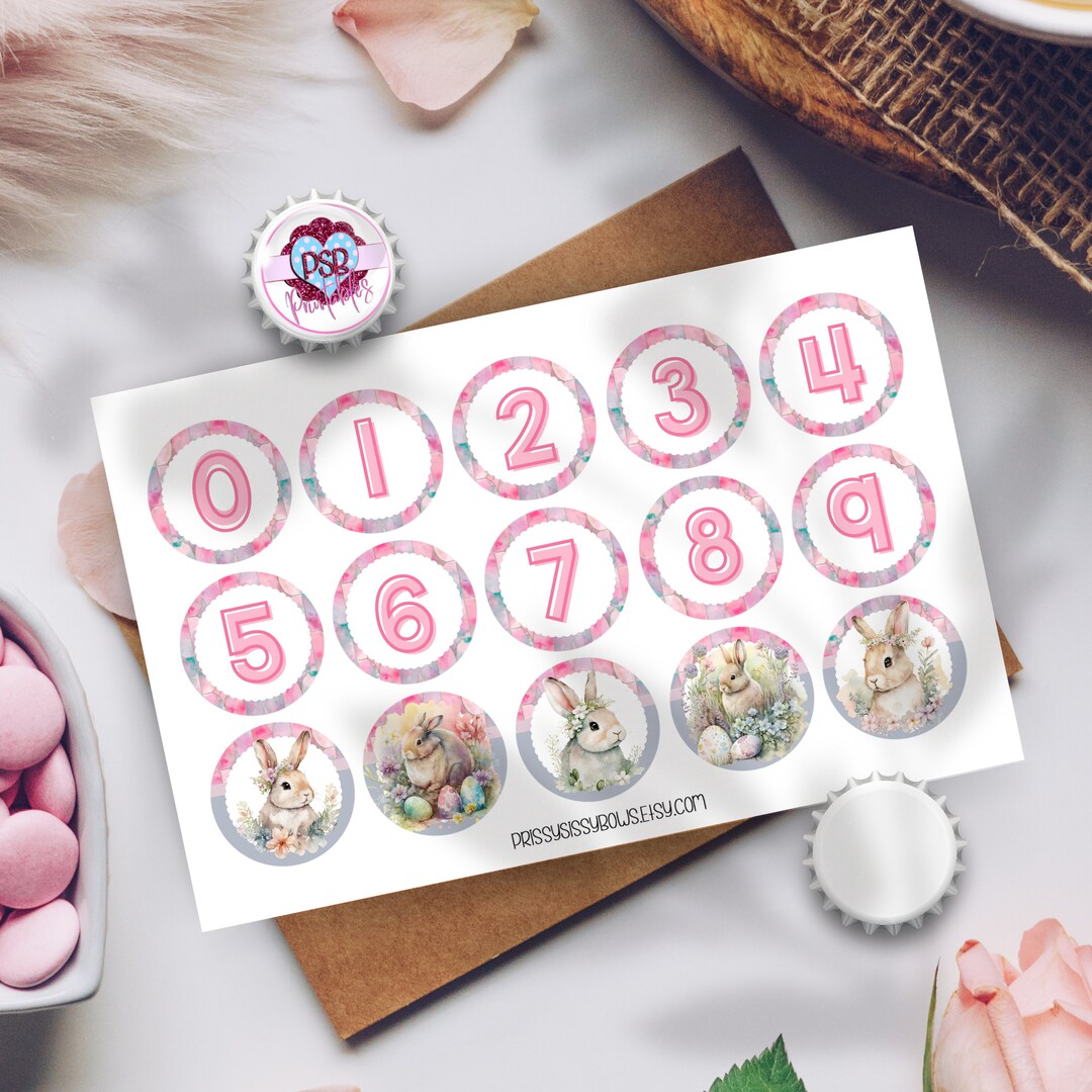 Numbers 1 Inch Bottle Cap Image Craft Supply for DIY Hair Bow Center ...