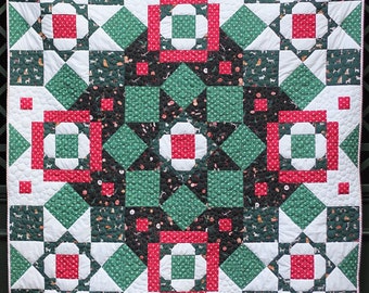 Duomo Instant Download PDF modern traditional Holiday XMAS quilt pattern by Katarina Roccella with AGF Wintertale designer fabrics