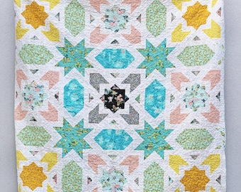 PDF pattern Instant Download ZELLIGE modern quilt by Katarina Roccella featuring AGF Capri fabrics