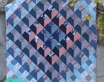 PDF pattern Instant Download SHADOW MAZE modern quilt by Katarina Roccella featuring Earthen - Mindscape Agf fabrics