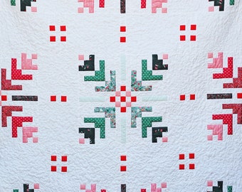 WINTERFLAKE Instant Download PDF modern traditional winter snowflake QUILT pattern by Katarina Roccella with Wintertale - Botanist fabrics