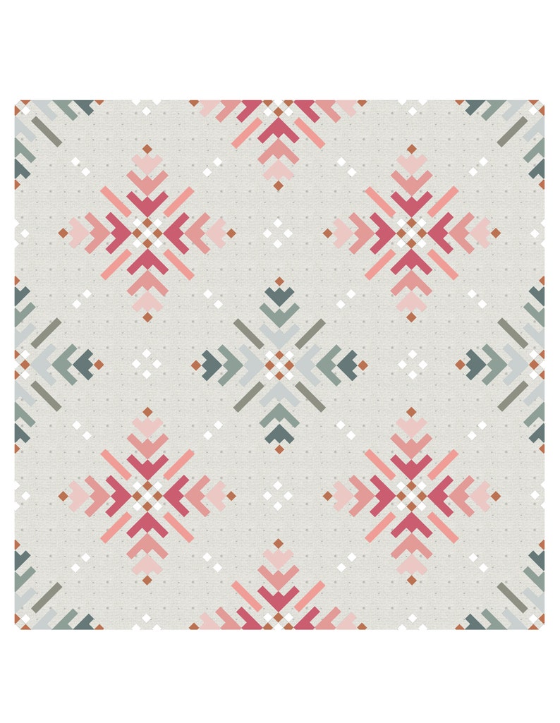 WINTERFLAKE Instant Download PDF modern traditional winter snowflake QUILT pattern by Katarina Roccella with Wintertale Botanist fabrics image 8