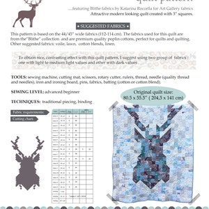 PDF pattern Instant Download DEAR DEER modern quilt by Katarina Roccella featuring Blithe fabrics image 2