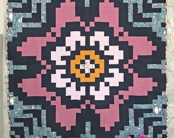 FLOWERTONE Instant Download PDF modern QUILT pattern by Katarina Roccella featuring Eclectic Intuition