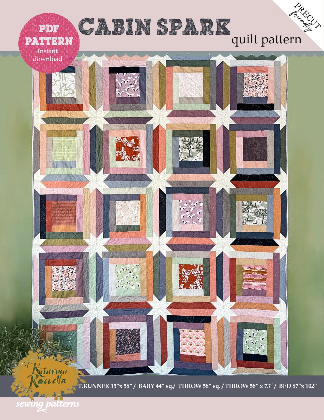 Cabin Spark Quilt Pattern: Log Cabin Sawtooth Star (PDF Download 