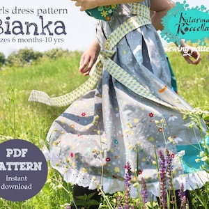 PDF pattern Instant Download Bianka tea party DRESS by Katarina Roccella including kids girls sizes 6 months - 10 yrs