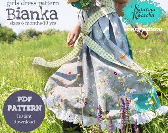 PDF pattern Instant Download Bianka tea party DRESS by Katarina Roccella including kids girls sizes 6 months - 10 yrs