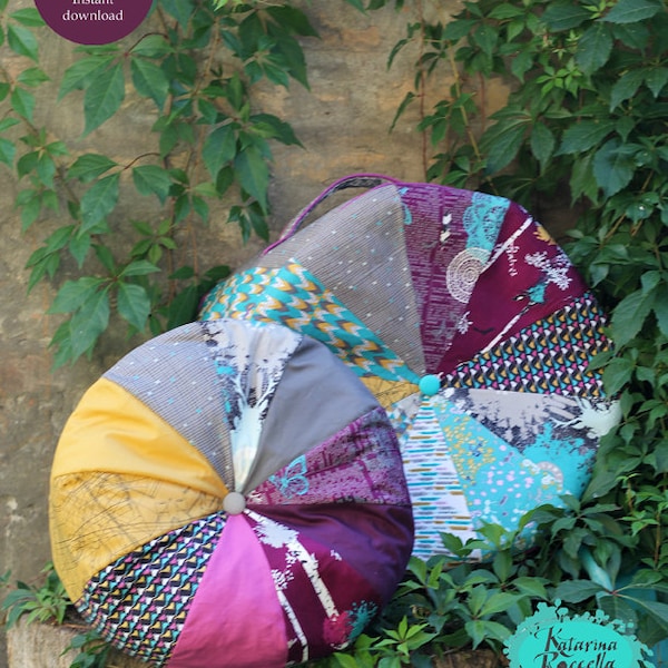 PDF pattern Instant Download Indelible fabrics Patchwork - floor pillow POUF by Katarina Roccella