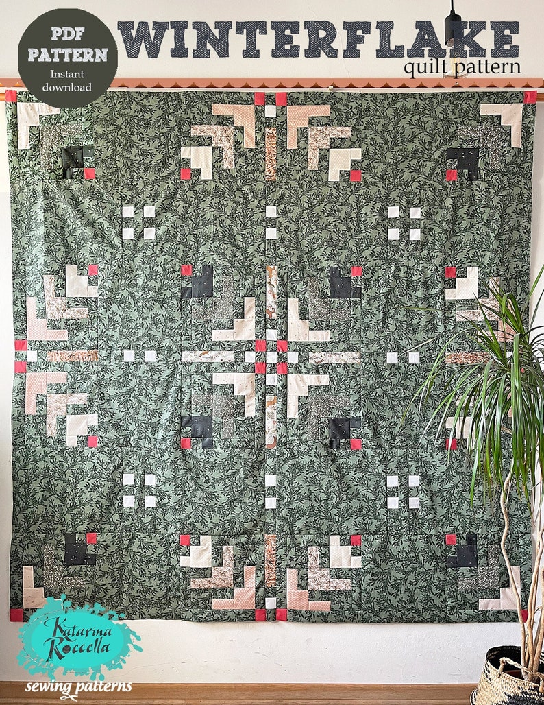 Winterflake Quilt Pattern: Modern Snowflake Design (PDF Download ...